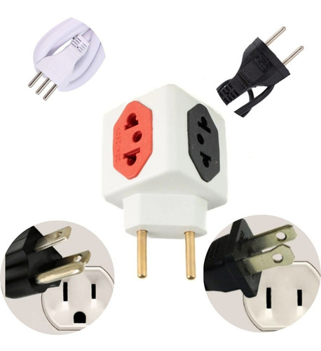 Kit 100 Adaptadores Pino Cubo Colorido Benjamin 4 Saídas 10a