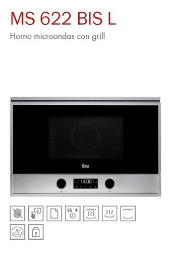 Microondas Grill Teka Ms 622 Bis Lnegro Acero Inox 22l 220v