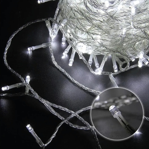 Imagen 3 de 10 de Cascada Color Blanca Led 2,30 / Con 160 Luces