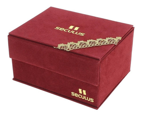 Relógio Seculus Feminino Dourado E Colar Sagrado Coração 220