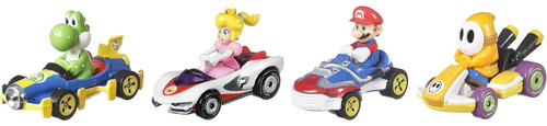 Juego De 4 Vehiculos Hot Wheels Mario Kart, 4 Favoritos D...