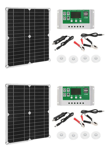 Kit De 2 Paneles Solares De 12 W, Cargador De Batería De 60