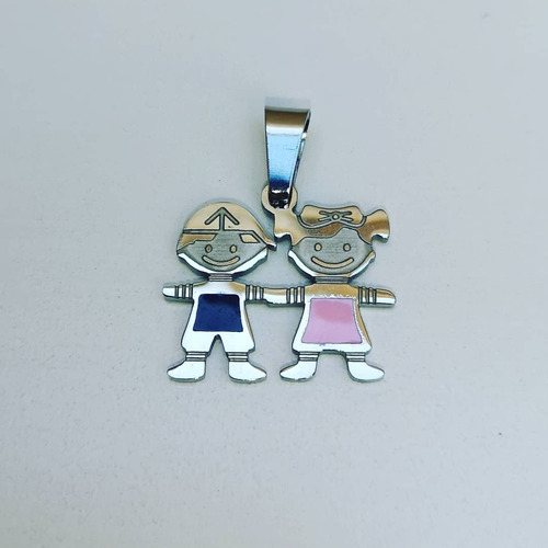 Dijes Hijos Nenes Nenas Acero Quirúrgico + Cadena Color Nena Y Nene