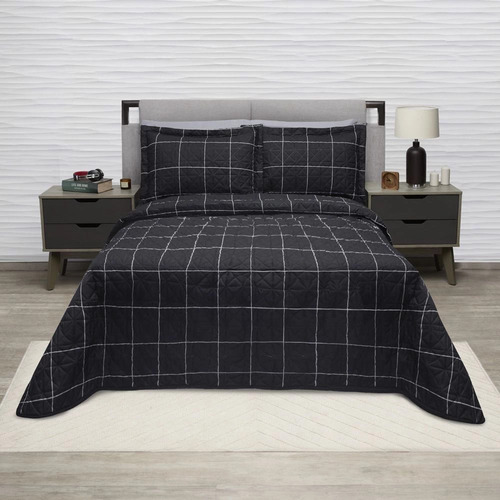 Edredón King Size Ligero 2 Vistas Negro Blanco Logan Fresco