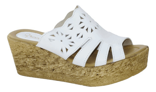 Sandalias De Mujer Zuecos Gravagna 3766 Cuero Vacuno Blanco