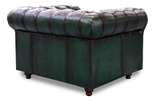 Sillón 100% De Piel - Chesterfield Deslavado - Confortopiel Color Verde Deslavado