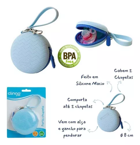 Porta Chupeta Clingo Azul – Babytunes