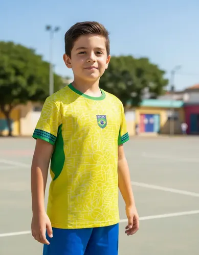 Camiseta Infantil Masculina Brasil Dryfit Premium Torcedor