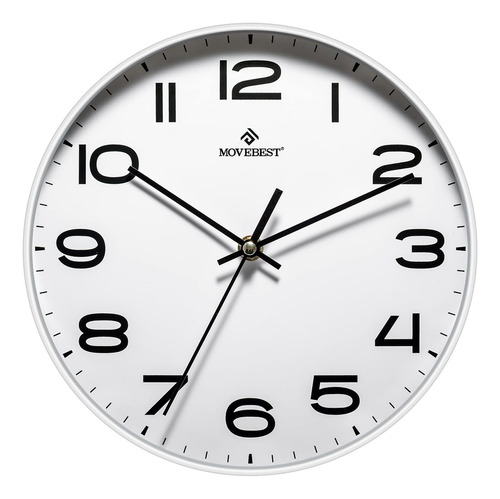 Movebest Reloj De Pared Silencioso De 10 Pulgadas, Reloj De 