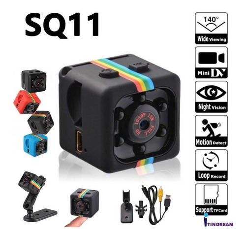 Imagen 1 de 5 de Mini Camara Hd 1080p Black Sq 11 Seguridad