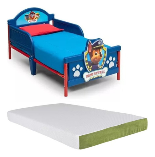 Cama Camita Infantil 3 D Colchon Paw Patrol Patrulla Canina Color Azul