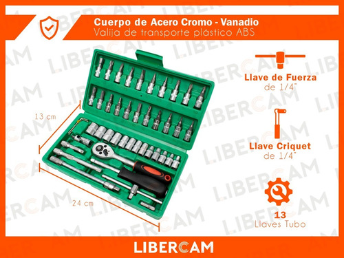 Imagen 4 de 10 de Set Juego De Tubos Llaves Criquet Y Puntas 46 Piezas