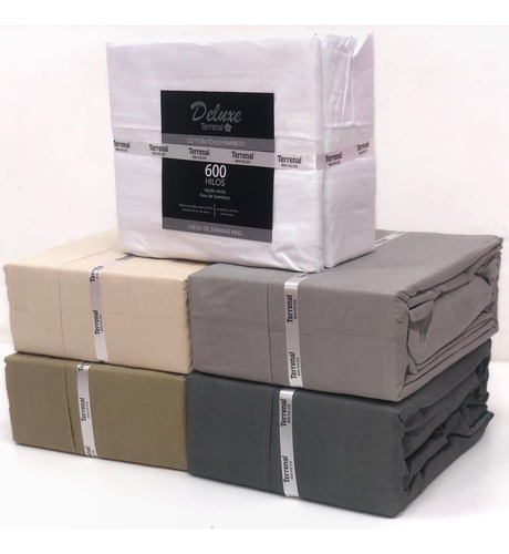 Juego De Sabanas Queen 600 Hilos Tejido Extra Fino De Bamboo Gris Liso