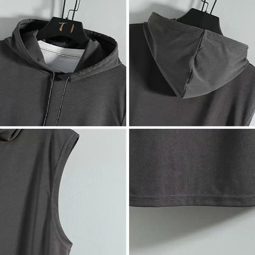 Chaleco Tipo Camiseta Con Capucha Sin Mangas De Verano Para