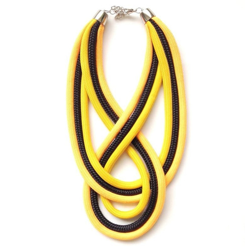 Colar De Corda Mila Amarelo Preto
