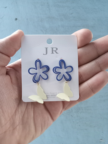 Aretes De Mariposa Con Flores Largos Colgantes Mujer Dama