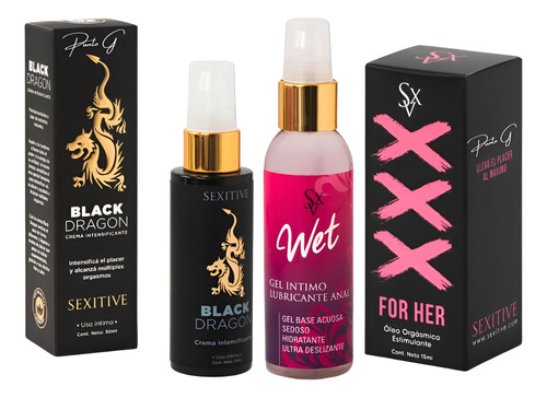 Lubricante Black Dragon + Lubricante Weet 75ml + Xxx For Her Kit 5
