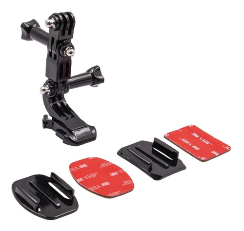 Suporte Lateral De Capacete Gopro + Kit Adesivo Curvo E Reto