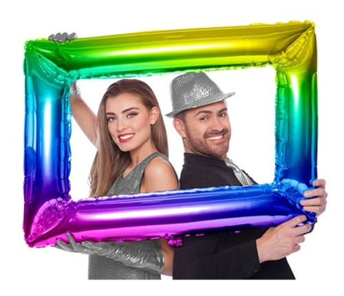 Imagen 2 de 2 de Recuadro Selfie Globo Metalizado Cuadro Selfi Rosa Dorado Mu Color Multicolor