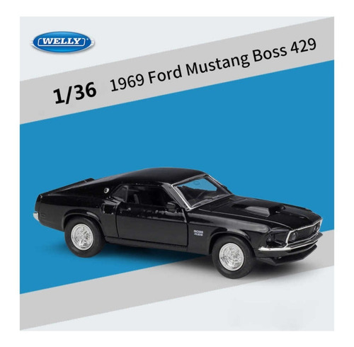 Welly 1:34 1969 Ford Mustang Boss 429 Negro 43713cw