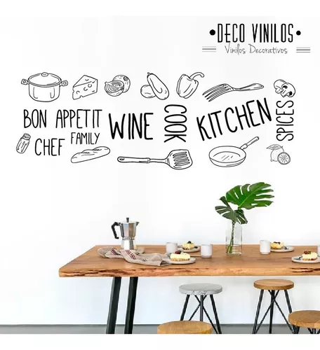Vinilos Decorativos para pared con frase para la cocina
