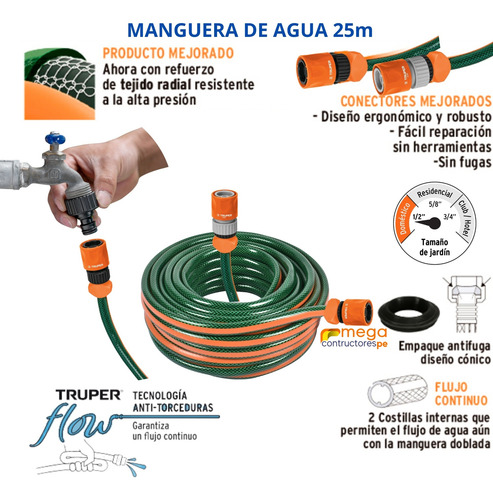 Hidrolavadora 1800psi Alta Presion Manguera 25m Ergo Pro