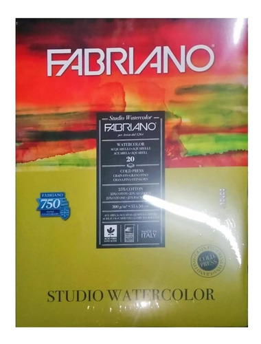 Fabriano Block Watercolor Studio 300g 25x35cm 20 Hojas Color Blanco