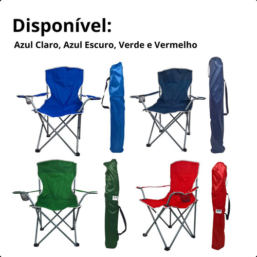 Cadeira Para Camping Dobravel Reforçada Explorer 160kg Azul
