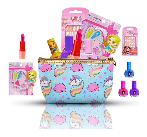 Imagem 1 de 1 de Kit De Maquiagem Para Crianças + Necessaire Combo Bz99