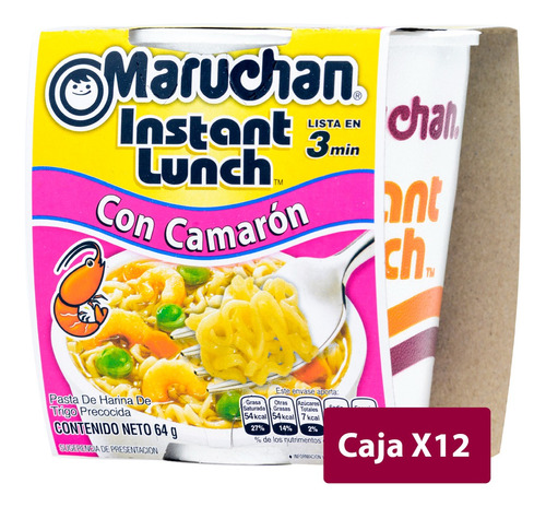 Maruchan Instant Lunch Camarón 12 Unidades