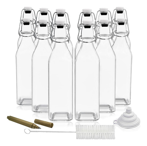 Botellas De Vidrio Cuadradas De 17 Oz | Paquete De 12 Botell
