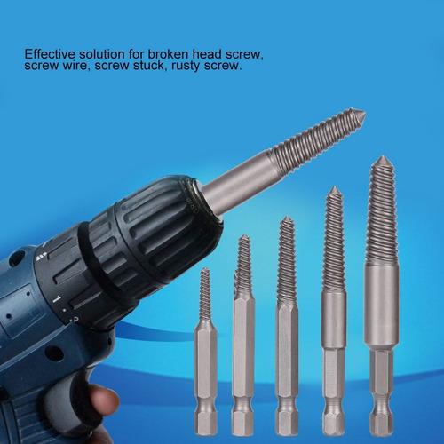Extractor De Tornillos Rotos, Vástago Hexagonal, Dientes Fin