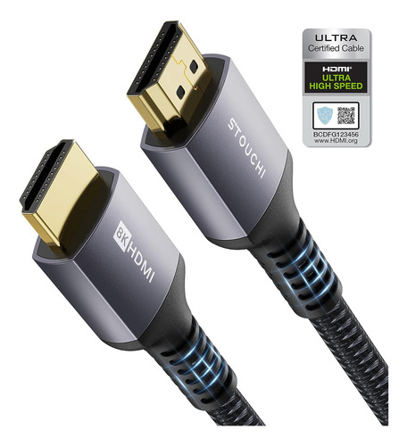 Cable Hdmi 2.1 Stouchi, 48 Gbps, Certificado, Hasta 8k, 1.8m