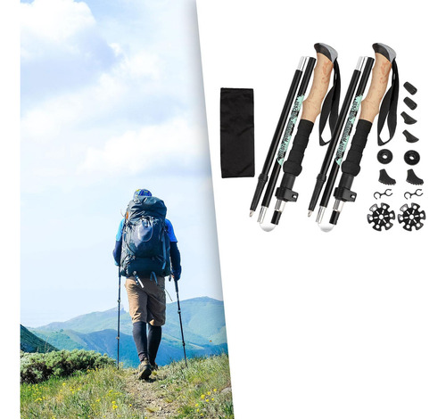 2pcs Hiking Pole Aluminum Alloy Walking Pole Trekking Pole