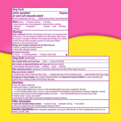 Pepto Bismol Disgestivo De Rápida Disolución 24 Piezas