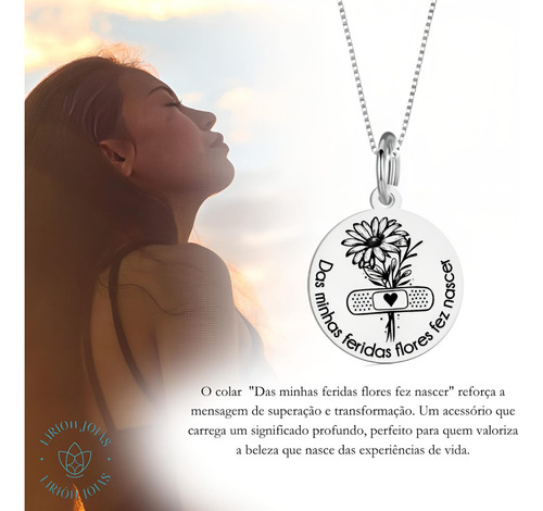 Colar Delicado Medalha Com Frase Gravada Joia Em Prata 925