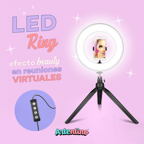Imagen 2 de 10 de Led Ring Aro Luz Celular Tablet Maquillaje Selfie Video Foto