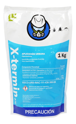 Imagen 1 de 8 de Mata Cucarachas Hormigas Chinches En Polvo X-termín 1 Kg