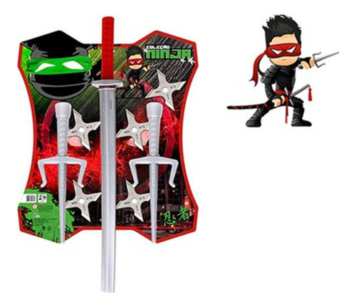 Brinquedo Infantil Ninja Espada Com Bainha Mascara 4 Peças