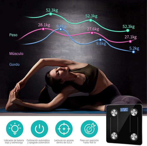 Imagen 3 de 7 de Báscula Bluetooth Inteligente Para Grasa Corporal