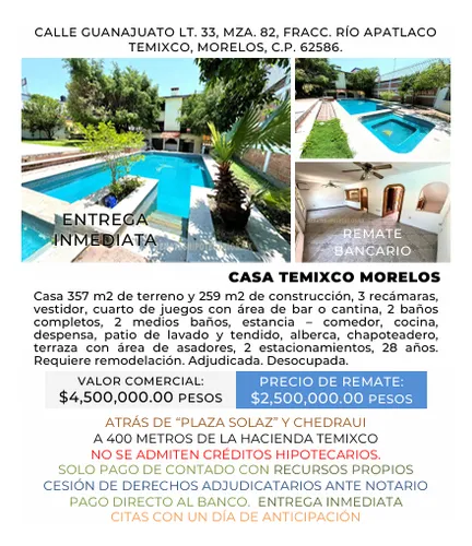 Casa En Temixco Morelos (entrega Inmediata)