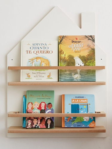 Imagen 3 de 4 de Biblioteca Montessori Repisa Flotante Blanca 60x14x80 Única