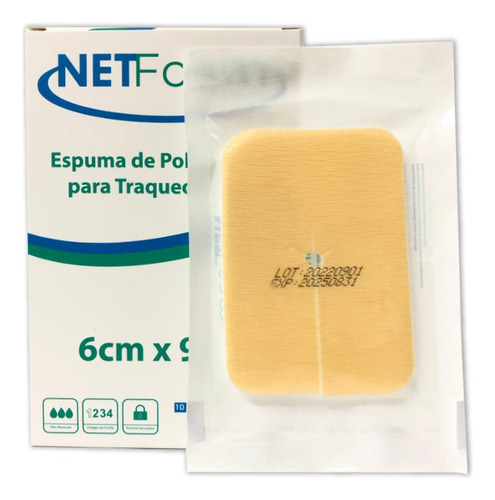 Curativo Espuma P/ Traqueostomia 6x9cm Netfoam - 10 Un