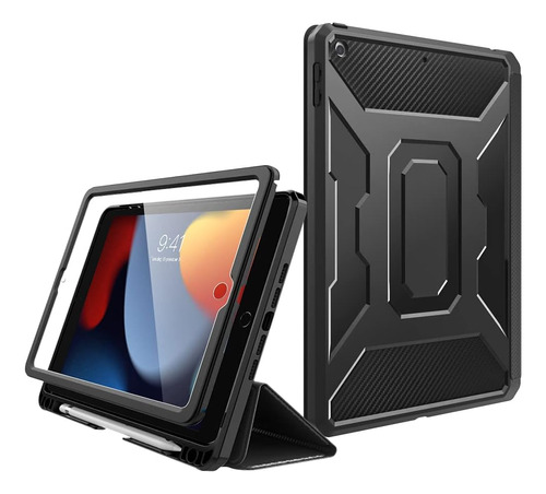 Funda iPad Moko 10.2 9na/8va/7ma Gen Cubierta Triple/black