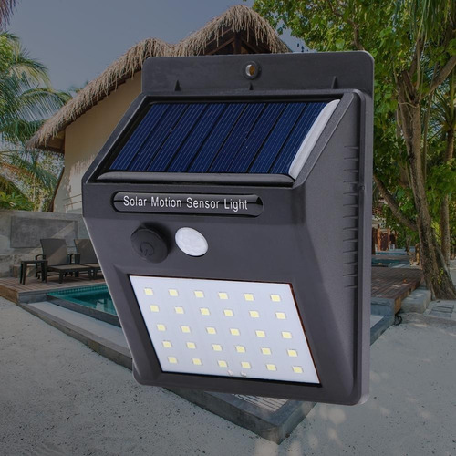 Imagen 7 de 10 de Luz Farol Lámpara Led Sensor Solar Batería Interperie 30 Led