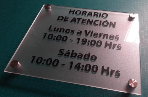 Letrero Horario De Atención 30x25cm (solo Texto, Sin Logo)