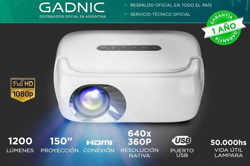 Imagen 2 de 7 de Mini Proyector Gadnic Proj0060 1200 Lúmenes Portátil