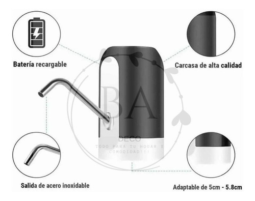 Imagen 2 de 5 de Dispenser Bomba De Agua Automático Bidones Carga Usb