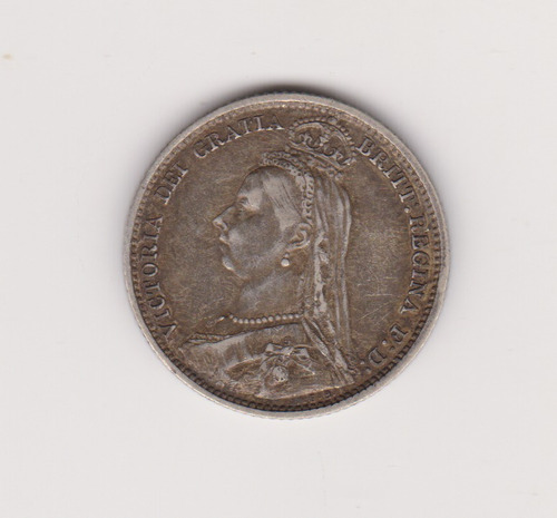 Moneda Inglesa 6 Pence Año 1890 Plata  Muy Bueno +