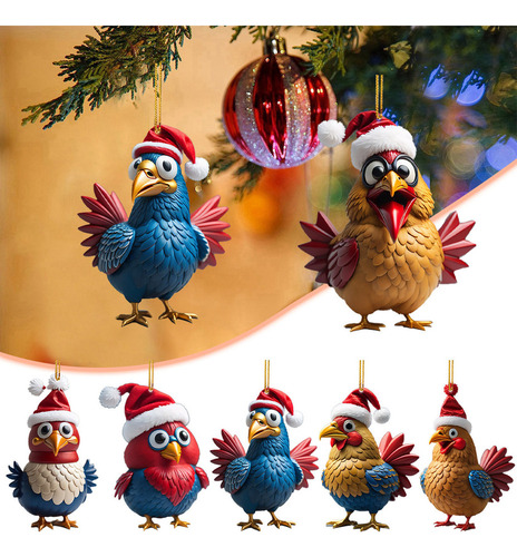 , Colgante De Coche Con Forma De Pájaro Navideño, 6 Unidades